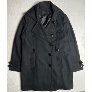 Giacca Gallery Company Women's Wool Black Button Down Coat Size Medium